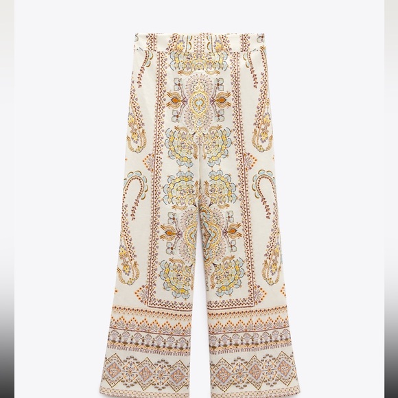 Zara Pants - Zara printed linen blend pants